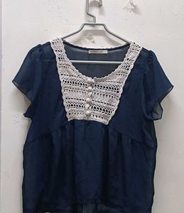 Vintage Blue Transparent Top