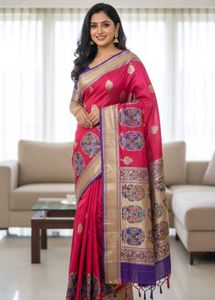 Elegant Pink Banarasi Silk Saree