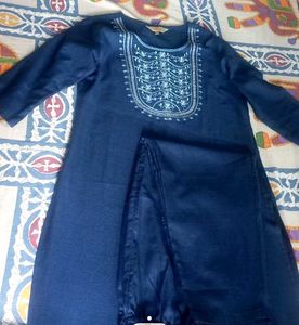 Elegant Navy Embroidered Kurta Set