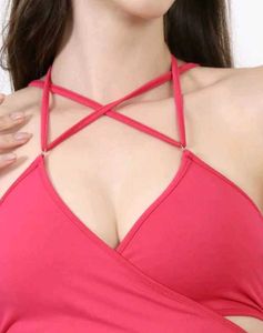 Shein Criss-Cross Spaghetti Strap Tie-Up Wrap Top