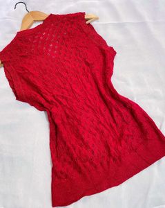 Pinterest Shinny Red Hot Crochet Vest ()