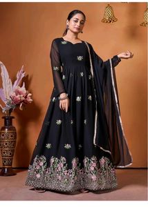 Elegant Black Embroidered Anarkali
