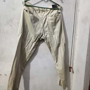 Beige Patterned Pants