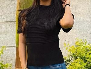 Black Turtle Neck Top