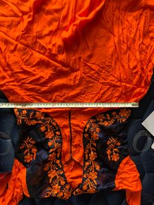 Orange Shrug Fit Dress With Dark Blue