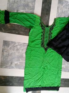 Green Embroidered Kurta Set