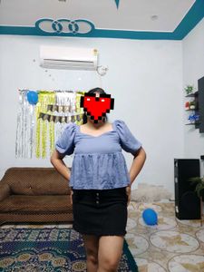 Stylish Blue Puff Sleeve Top