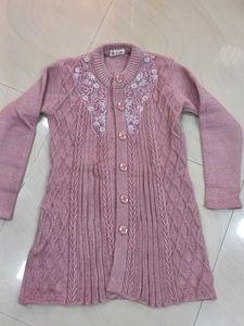 Elegant Pink Knit Cardigan