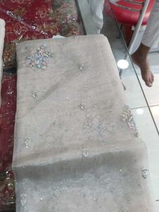 Elegant Silver Embellished Pakistani Suit