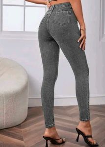 Gray Wash High-Waisted Skinny Jeans
