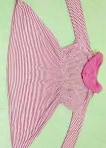 Pink Striped Hoodie Dress