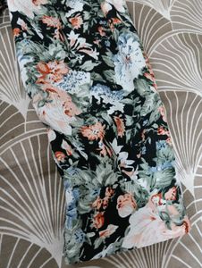 Floral Printed Top With Bow On Centre