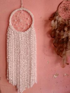 Handmade White Furry Dreamcatcher For Wall Decor
