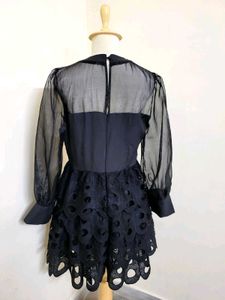 Black Sheer Sleeve Party Dress