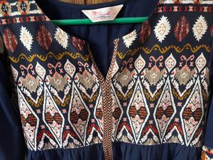 Beautiful Geometric Work Blue Top
