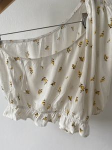 Shein White Floral One Hand Top