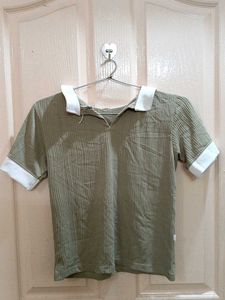 Cute Green Ribbed Top
