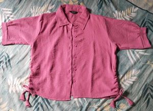 Pink Textured Tie-Waist Top