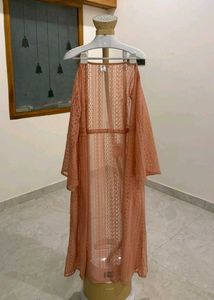 Peach Lace Duster Cardigan