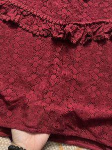 Burgundy Lace Ruffle Top