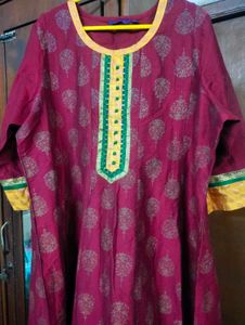 Maroon Anarkali free Size Kurti.