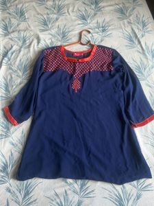Kaira&#39;s Navy Blue Embroidered Tunic