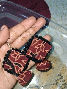 Unique Handmade Kalamkari Fabric Earrings
