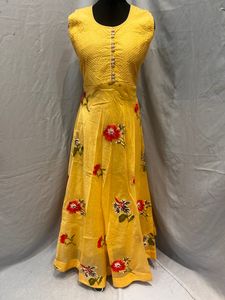 Yellow Ethnic Gowns Sets Xxl Size