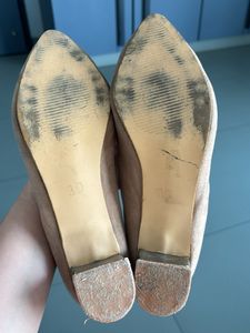 Brown/ Tan Color Block Heel Shoes