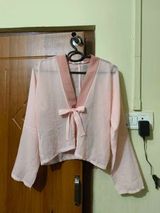 Pink Tie-Front Top