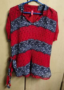 Red &amp; Black Patterned Top