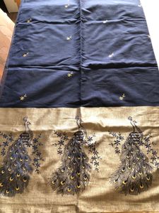 Navy Blue Emboridered Saree&amp;Blouse(Women’s)