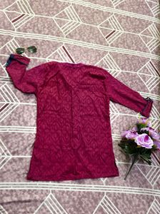 Maroon Embroidered Top