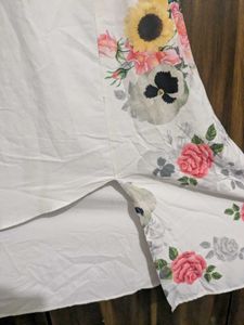 Floral Print White Kurta