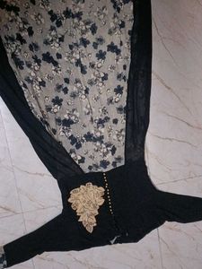 Floral Maxi Dress - Black and Beige
