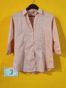 Pink Plaid 3/4 Sleeve Button-Down
