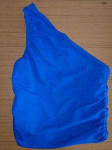 Blue One-Shoulder Ruched Top