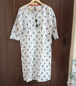 White Floral Kurti