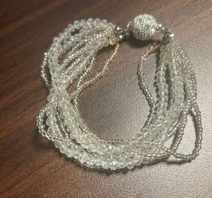 White Beaded Multi Strand Bracelet
