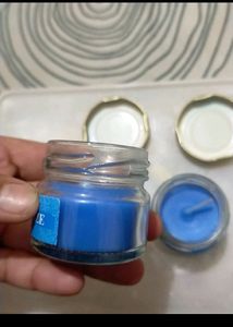 Dark Blue Small Pouch + Earrings+ 1 Candle