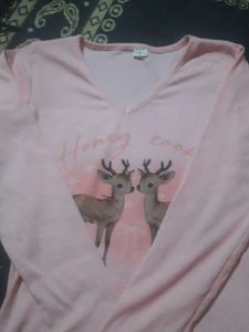 Cute Deer Print Long Sleeve Top