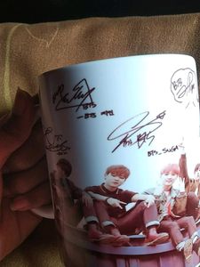 BTS COFFE MUG WITH THEIR PHOTO AND AUTOGRAPH
