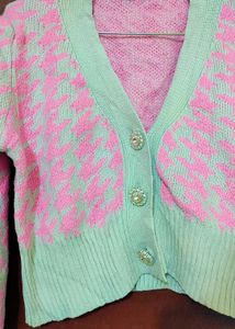 SHEIN Brand Pink Patterned Cardigan