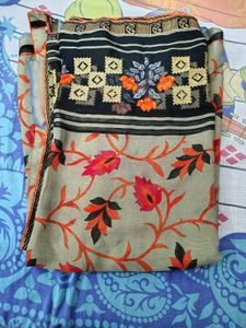 Floral Print Saree with Embellishments