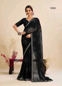 Elegant Black Bandhani Saree