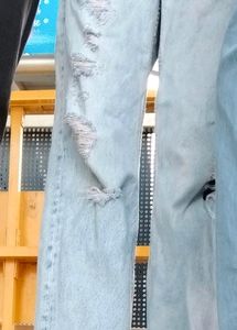 Straight Ripped Design Baggy Jeans