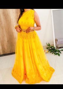 Yellow Crop Top Lehenga