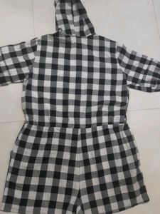 Checked Hooded Playsuit