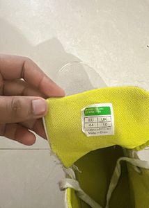 Benetton Men Off White Neon High Top Sneakers