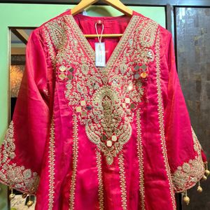 KTT heavy mirror &amp; zari work Tissue Kurta Set